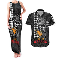 Aloha Spirit Ikaika Warrior Helmet Couples Matching Tank Maxi Dress and Hawaiian Shirt LT9 Black - Polynesian Pride