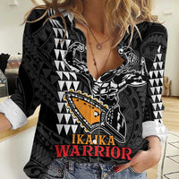 Aloha Spirit Ikaika Warrior Helmet Women Casual Shirt LT9 Female Black - Polynesian Pride