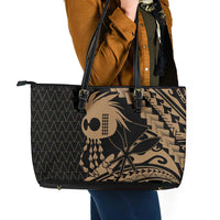 Ikaika Hawaiian Mythic Koa Tribal Warrior Leather Tote Bag LT9 - Polynesian Pride