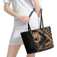 Ikaika Hawaiian Mythic Koa Tribal Warrior Leather Tote Bag LT9 - Polynesian Pride