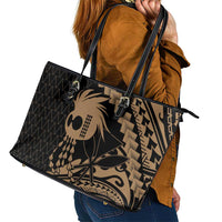 Ikaika Hawaiian Mythic Koa Tribal Warrior Leather Tote Bag LT9 - Polynesian Pride