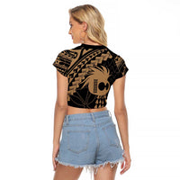 Ikaika Hawaiian Mythic Koa Tribal Warrior Raglan Cropped T Shirt LT9 - Polynesian Pride