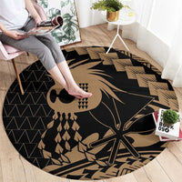 Ikaika Hawaiian Mythic Koa Tribal Warrior Round Carpet LT9 - Polynesian Pride