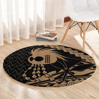 Ikaika Hawaiian Mythic Koa Tribal Warrior Round Carpet LT9 - Polynesian Pride