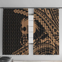 Ikaika Hawaiian Mythic Koa Tribal Warrior Window Curtain LT9 With Hooks Gold - Polynesian Pride