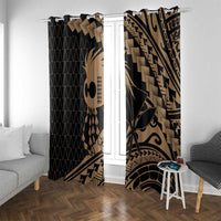 Ikaika Hawaiian Mythic Koa Tribal Warrior Window Curtain LT9 With Grommets Gold - Polynesian Pride