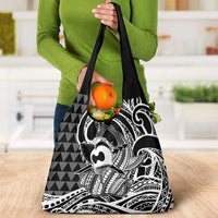 Koa Ikaika Warrior Helmet with Shark Grocery Bag Black Kakau Style