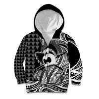 Koa Ikaika Warrior Helmet with Shark Kid Hoodie Black Kakau Style