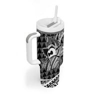 Koa Ikaika Warrior Helmet with Shark Tumbler With Handle Black Kakau Style LT9 - Polynesian Pride