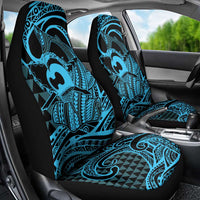 Koa Ikaika Warrior Helmet with Shark Car Seat Cover Blue Kakau Style