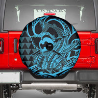 Koa Ikaika Warrior Helmet with Shark Spare Tire Cover Blue Kakau Style