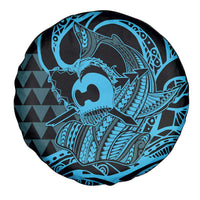 Koa Ikaika Warrior Helmet with Shark Spare Tire Cover Blue Kakau Style