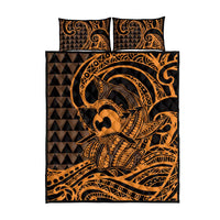 Koa Ikaika Warrior Helmet with Shark Quilt Bed Set Gold Kakau Style