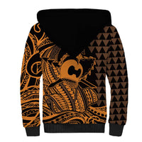 Koa Ikaika Warrior Helmet with Shark Sherpa Hoodie Gold Kakau Style