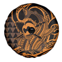 Koa Ikaika Warrior Helmet with Shark Spare Tire Cover Gold Kakau Style