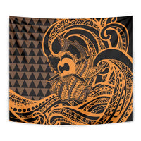 Koa Ikaika Warrior Helmet with Shark Tapestry Gold Kakau Style