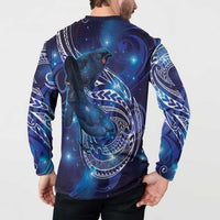 North Island Kokako and South Island Kokako Button Sweatshirt New Zealand Native Bird with Galaxy Vibe LT9 - Polynesian Pride