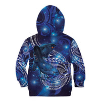 North Island Kokako and South Island Kokako Kid Hoodie New Zealand Native Bird with Galaxy Vibe