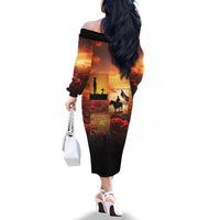 ANZAC Day Film Reel Lest We Forget Family Matching Off The Shoulder Long Sleeve Dress and Hawaiian Shirt Australia NZ Memorial LT9 - Polynesian Pride