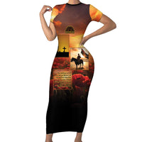 ANZAC Day Film Reel Lest We Forget Family Matching Short Sleeve Bodycon Dress and Hawaiian Shirt Australia NZ Memorial LT9 Mom's Dress Red - Polynesian Pride