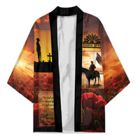ANZAC Day Film Reel Lest We Forget Kimono Australia NZ Memorial LT9 Unisex Red - Polynesian Pride