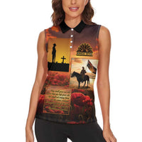 ANZAC Day Film Reel Lest We Forget Women Sleeveless Polo Shirt Australia NZ Memorial LT9 - Polynesian Pride