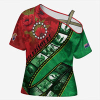 Personalised Cook Islands ANZAC 1915-2026 Filmstrip Cross Shoulder Shirt Lest We Forget 25 April