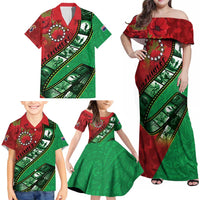 Personalised Cook Islands ANZAC 1915-2026 Filmstrip Family Matching Off Shoulder Maxi Dress and Hawaiian Shirt Lest We Forget 25 April LT9 - Polynesian Pride