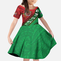 Personalised Cook Islands ANZAC 1915-2026 Filmstrip Family Matching Summer Maxi Dress and Hawaiian Shirt Lest We Forget 25 April LT9 Daughter's Dress Green - Polynesian Pride