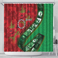 Personalised Cook Islands ANZAC 1915-2026 Filmstrip Shower Curtain Lest We Forget 25 April LT9 - Polynesian Pride