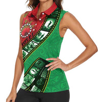 Personalised Cook Islands ANZAC 1915-2026 Filmstrip Women Sleeveless Polo Shirt Lest We Forget 25 April