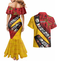 Personalised Niue ANZAC 1915-2026 Filmstrip Couples Matching Mermaid Dress and Hawaiian Shirt Lest We Forget 25 April