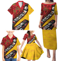 Personalised Niue ANZAC 1915-2026 Filmstrip Family Matching Puletasi and Hawaiian Shirt Lest We Forget 25 April LT9 - Polynesian Pride