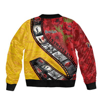 Personalised Niue ANZAC 1915-2026 Filmstrip Sleeve Zip Bomber Jacket Lest We Forget 25 April