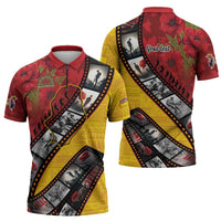 Personalised Niue ANZAC 1915-2026 Filmstrip Zipper Polo Shirt Lest We Forget 25 April LT9 - Polynesian Pride
