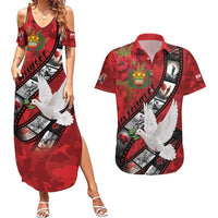 Personalised Tonga ANZAC 1915-2026 Filmstrip Couples Matching Summer Maxi Dress and Hawaiian Shirt Lest We Forget 25 April LT9 Red - Polynesian Pride