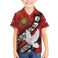Personalised Tonga ANZAC 1915-2026 Filmstrip Family Matching Off The Shoulder Long Sleeve Dress and Hawaiian Shirt Lest We Forget 25 April LT9 Son's Shirt Red - Polynesian Pride