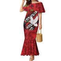 Personalised Tonga ANZAC 1915-2026 Filmstrip Mermaid Dress Lest We Forget 25 April LT9 Women Red - Polynesian Pride