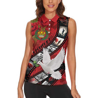 Personalised Tonga ANZAC 1915-2026 Filmstrip Women Sleeveless Polo Shirt Lest We Forget 25 April LT9 - Polynesian Pride