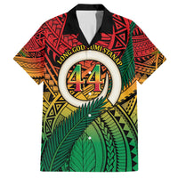 Personalised Vanuatu Yumi 44th Indipendens Dei Family Matching Off Shoulder Short Dress and Hawaiian Shirt Vanuatuan Broad Tusk with Polynesian Tribal LT9 Dad's Shirt - Short Sleeve Reggae - Polynesian Pride