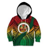 Personalised Vanuatu Yumi 44th Indipendens Dei Kid Hoodie Vanuatuan Broad Tusk with Polynesian Tribal