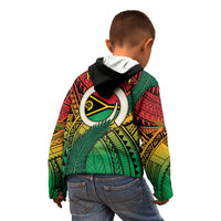 Personalised Vanuatu Yumi 44th Indipendens Dei Kid Hoodie Vanuatuan Broad Tusk with Polynesian Tribal