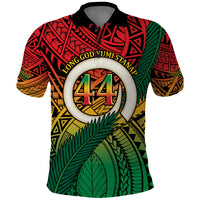 Personalised Vanuatu Yumi 44th Indipendens Dei Polo Shirt Vanuatuan Broad Tusk with Polynesian Tribal