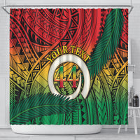 Personalised Vanuatu Yumi 44th Indipendens Dei Shower Curtain Vanuatuan Broad Tusk with Polynesian Tribal