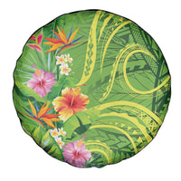 Polynesian Tribal Flower Tattoo Spare Tire Cover Special Lime Green Vibe
