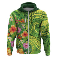 Polynesian Tribal Flower Tattoo Zip Hoodie Special Lime Green Vibe