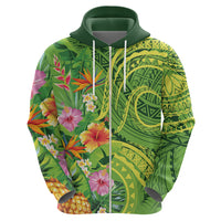 Polynesian Tribal Flower Tattoo Zip Hoodie Special Lime Green Vibe