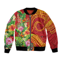 Polynesian Tribal Flower Tattoo Bomber Jacket Special Vermilion Vibe