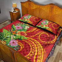 Polynesian Tribal Flower Tattoo Quilt Bed Set Special Vermilion Vibe