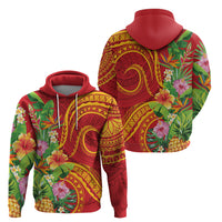 Polynesian Tribal Flower Tattoo Zip Hoodie Special Vermilion Vibe